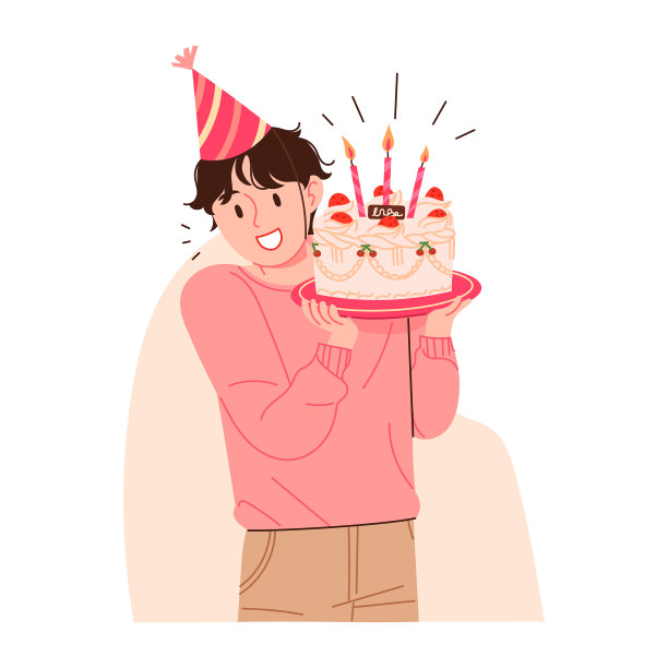 给你带来一个带有生日蜡烛的漂亮蛋糕的男人图片下载