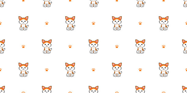 矢量卡通人物猫无缝图案背景图片下载