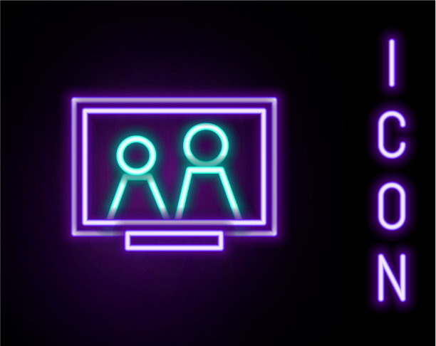 发光的霓虹灯线图片框架上的表格图标图片下载