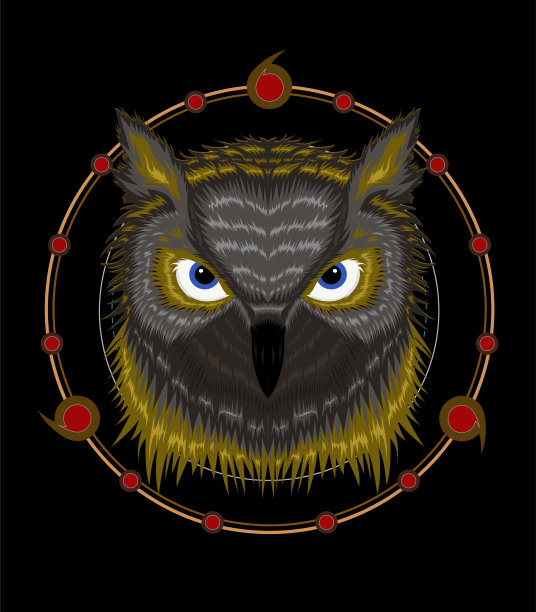 猫头鹰的标志。用于t恤设计印刷的猫头鹰插图图片下载