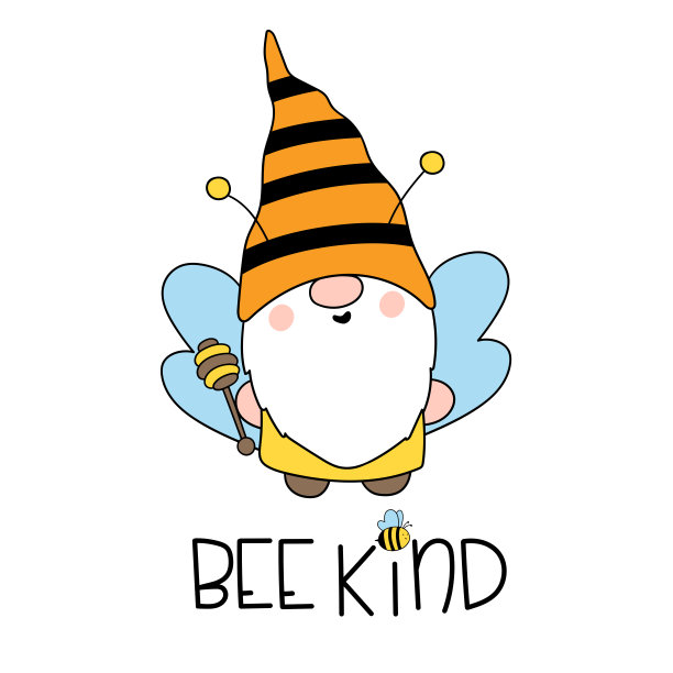 蜜蜂。可爱的蜜蜂侏儒。快乐的蜜蜂Gnome。矢量手绘插图。适合做海报，t恤，明信片。图片下载