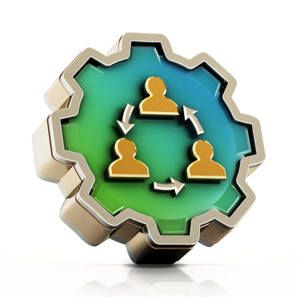 金色人物和网络符号齿轮形按钮隔离在白色背景上。三维演示图片下载