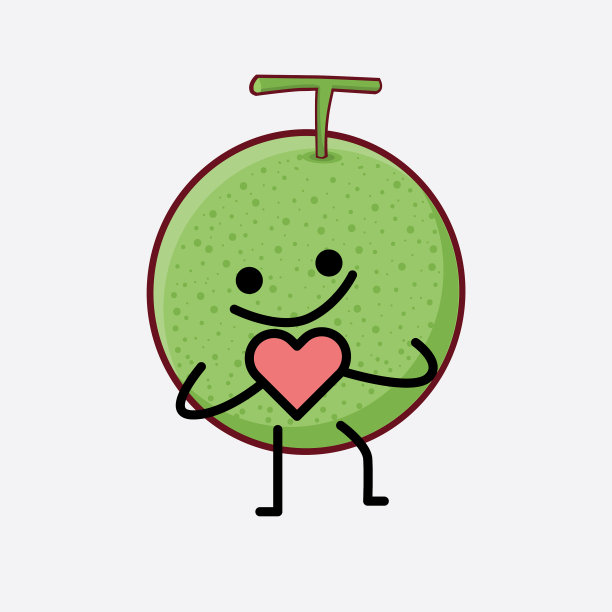 可爱的瓜果人物，简单的脸和手图片下载
