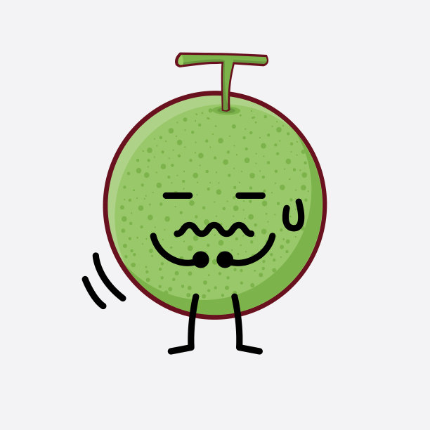 可爱的瓜果人物，简单的脸和手图片下载