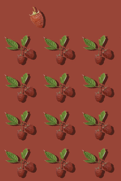 红色背景上的覆盆子图片下载