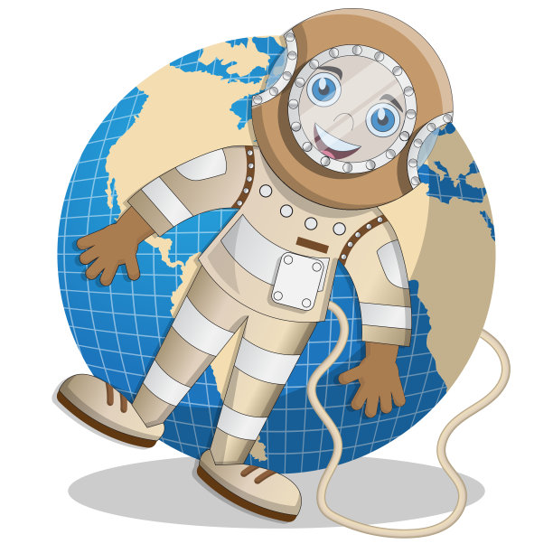 地球背景上的可爱男孩。图片下载