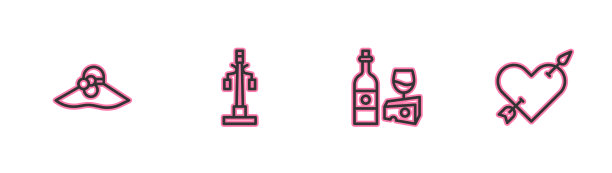 设线条优雅的女士帽用酒瓶图片下载