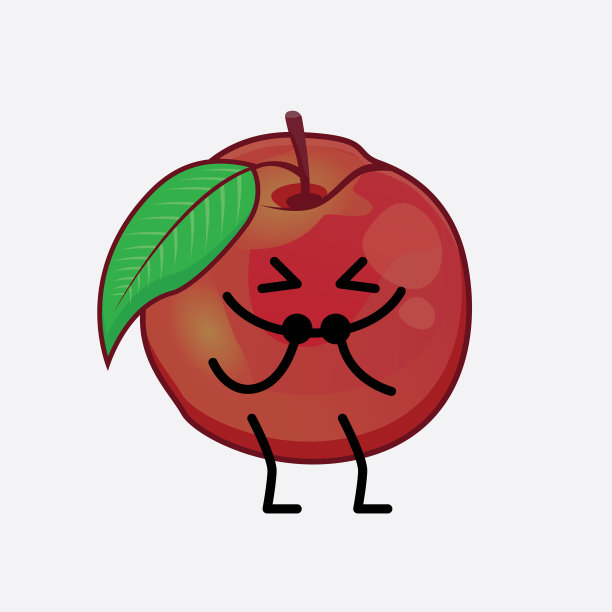 油桃水果可爱的性格与简单的脸图片下载