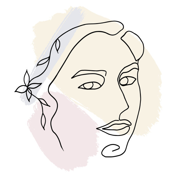 一行女人脸上的艺术抽象斑点图片下载