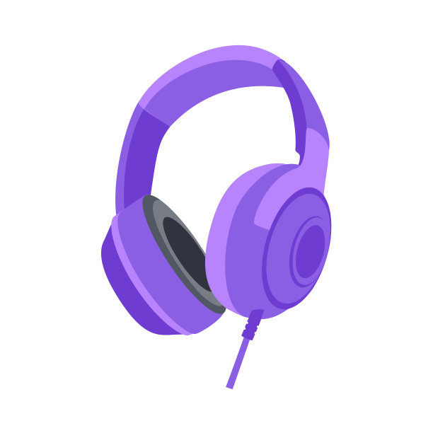 紫色耳机，白色背景图片下载