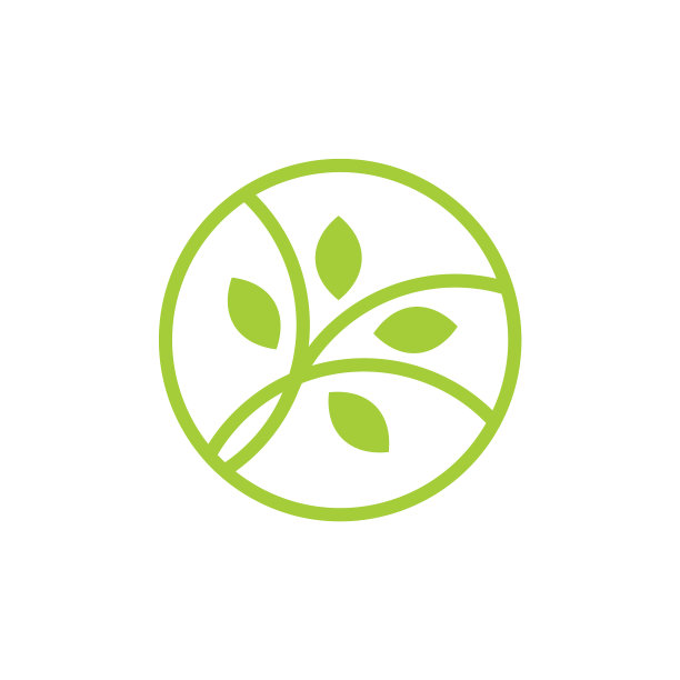 圆形几何线叶植物清晰标志图片下载