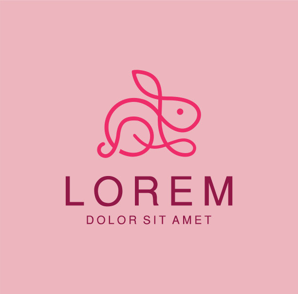 兔子标志线条艺术兔子图标设计模板图片下载