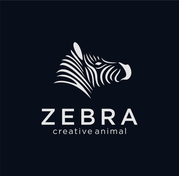 剪影头斑马标志在黑色图片下载