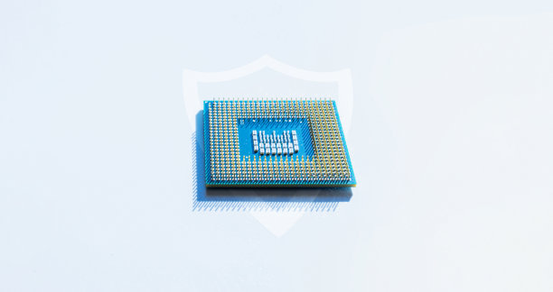 计算机安全。以计算机处理器芯片为背景的网络数字安全技术。互联网数据隐私，网络安全保护理念。图片下载