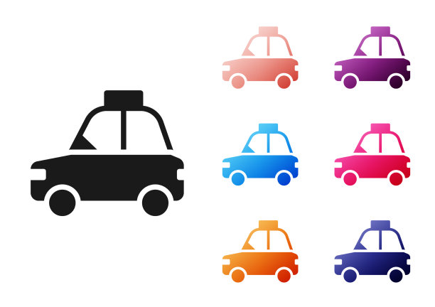 黑色宠物车出租车图标孤立在白色图片下载