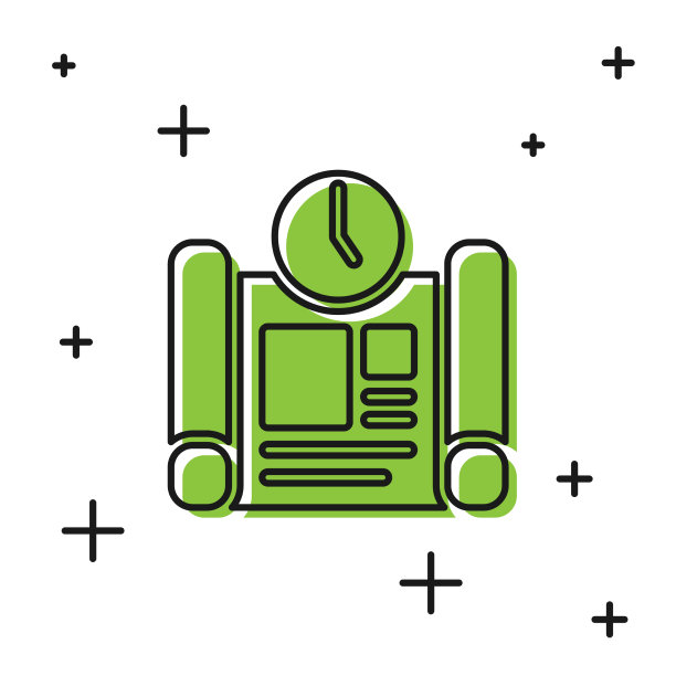 黑业务项目时间计划图标孤立上图片下载