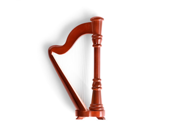 白色背景上的小玩具木制竖琴图片下载