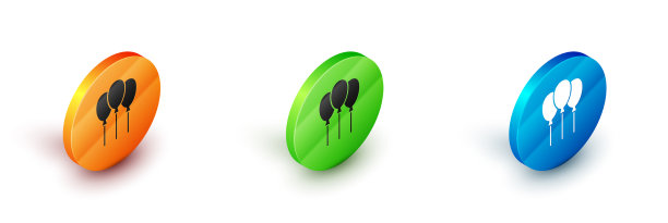 与丝带图标隔离的等距气球图片下载