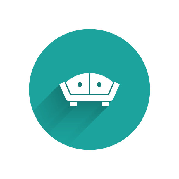 白色沙发图标孤立与长阴影绿色图片下载