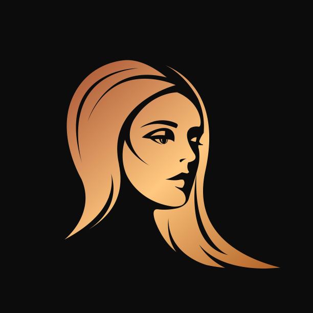 美容美发沙龙的标志。漂亮的女人肖像。图片下载