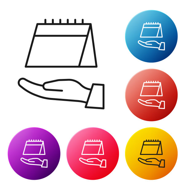 黑线日历图标孤立在白色上图片下载