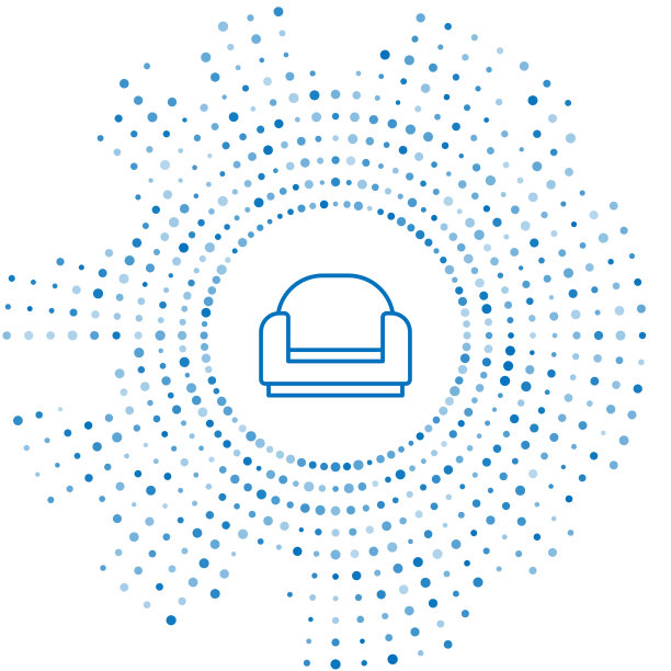 蓝色线扶手椅图标孤立在白色图片下载