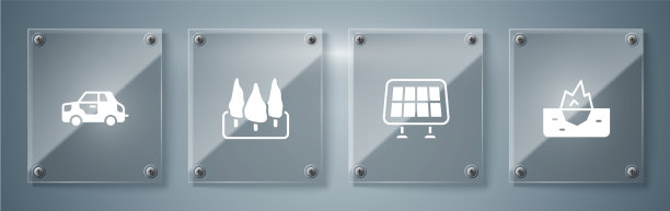 设置冰山太阳能板森林和汽车图片下载