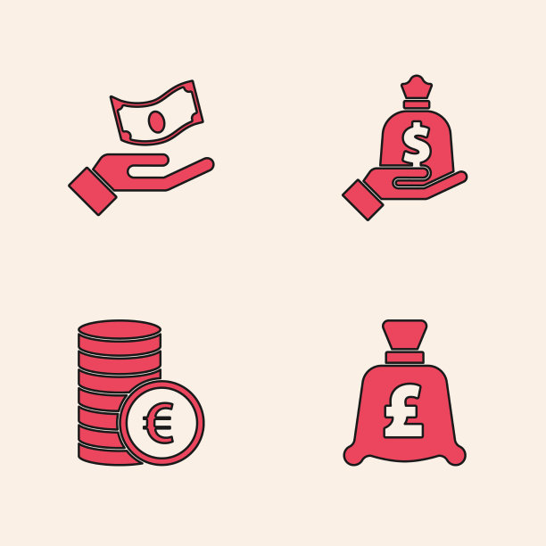 设置硬币的钱与英镑手提袋和图片下载