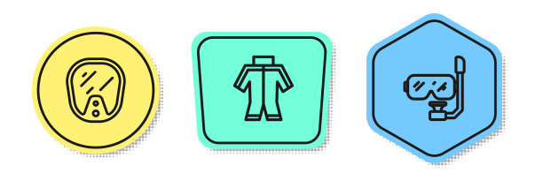 设潜水面罩、潜水服和通气管图片下载