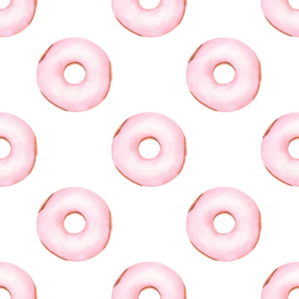 粉色甜甜圈水彩剪贴数码纸。手绘甜食插图。diy图形，剪贴簿。图片下载