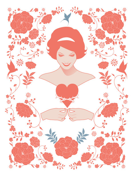 美丽的女人在复古风格显示一个刺图片下载