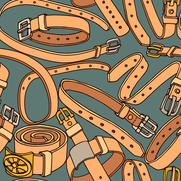 无缝图案皮带领金属扣图片下载