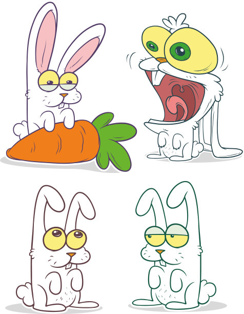 卡通有趣的小兔子和胡萝卜图片下载