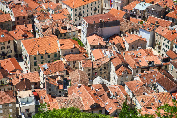 科托尔古城鸟瞰图图片下载