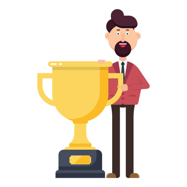 持有优胜者奖杯的商人图片下载