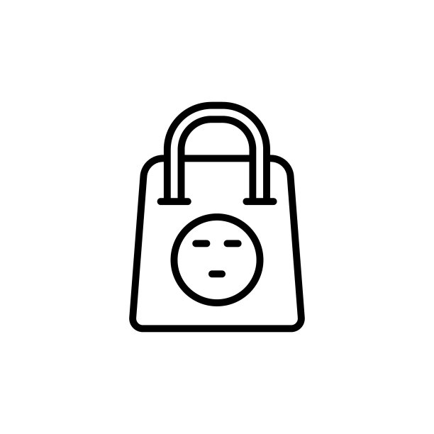 购物袋轮廓图标商业在白色图片下载