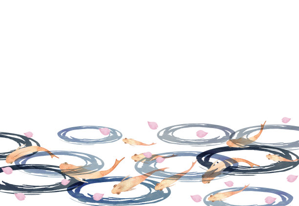 水彩野生鱼与花瓣图片下载