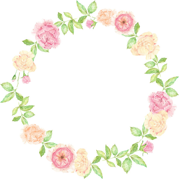 水彩美丽的英国玫瑰花束图片下载