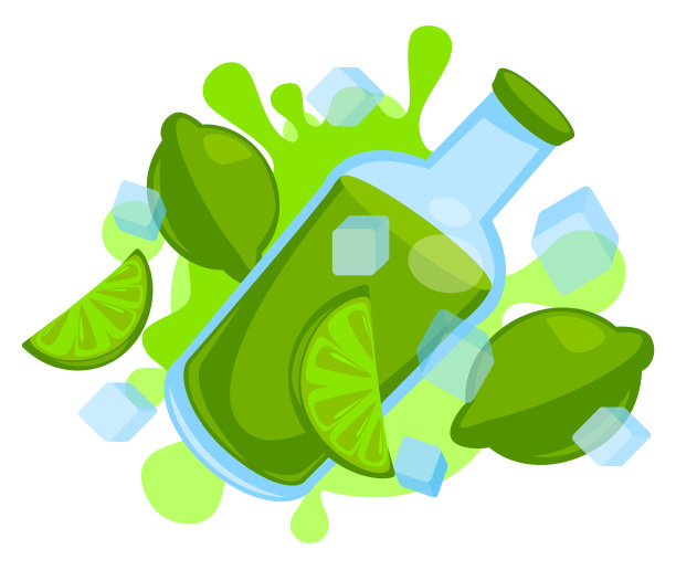 酸橙，柑橘，新鲜果汁，玻璃瓶饮料图片下载