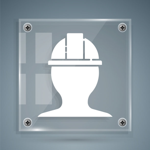 白色工人安全帽图标孤立在灰色图片下载