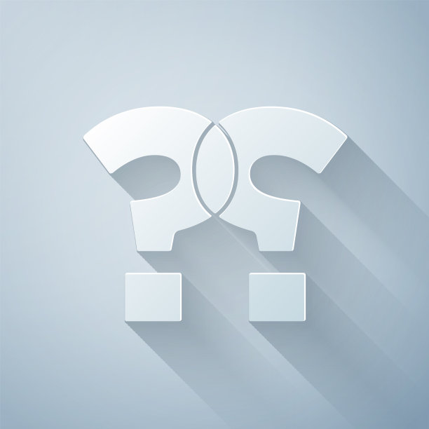 剪纸问号图标孤立在灰色图片下载