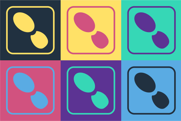 流行艺术人类脚印鞋图标孤立上图片下载