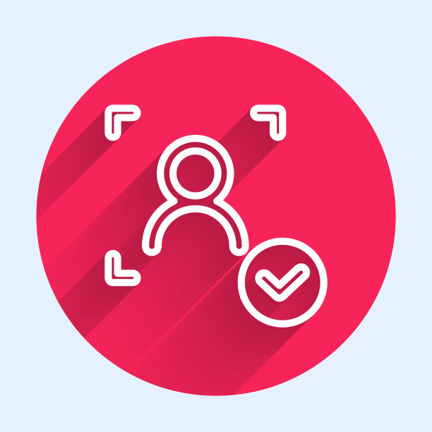 白线人脸识别与复选标记图标图片下载