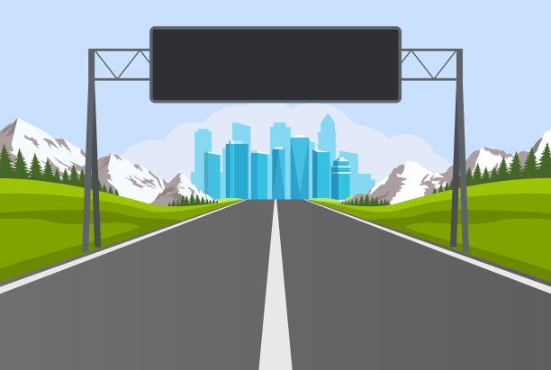 空的道路与城市天际线图片下载