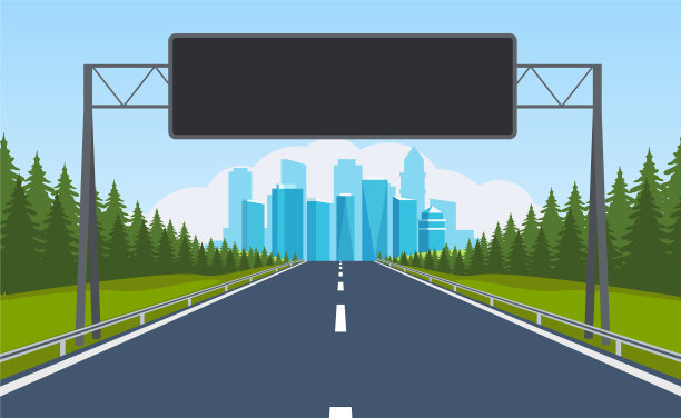 空的道路与城市天际线图片下载