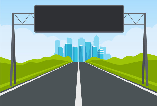 空的道路与城市天际线图片下载