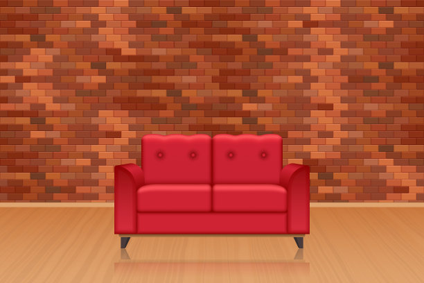 客厅内饰以砖墙装饰图片下载