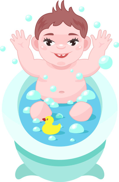 可爱的小家伙在水里洗澡很有趣图片下载