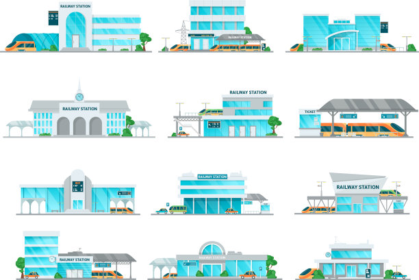 卡通火车站建筑集图片下载