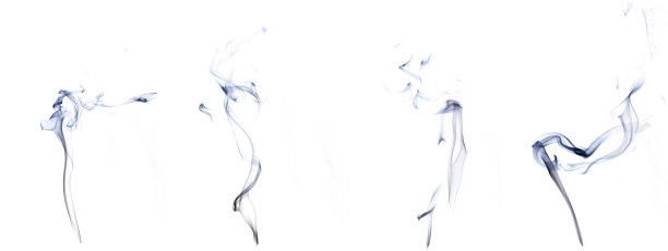 孤立的蒸汽。模糊的蒸汽雾云，抽象的雾或黑烟组孤立的白色背景。抽象的蒸汽与复制空间。图片下载